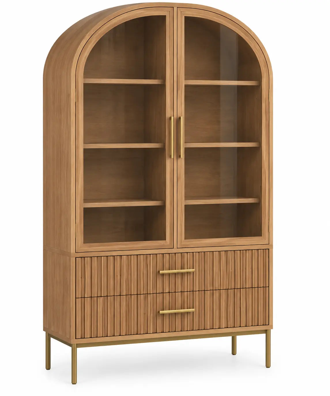 Vitrina de almacenamiento con formas arqueadas, marrón
