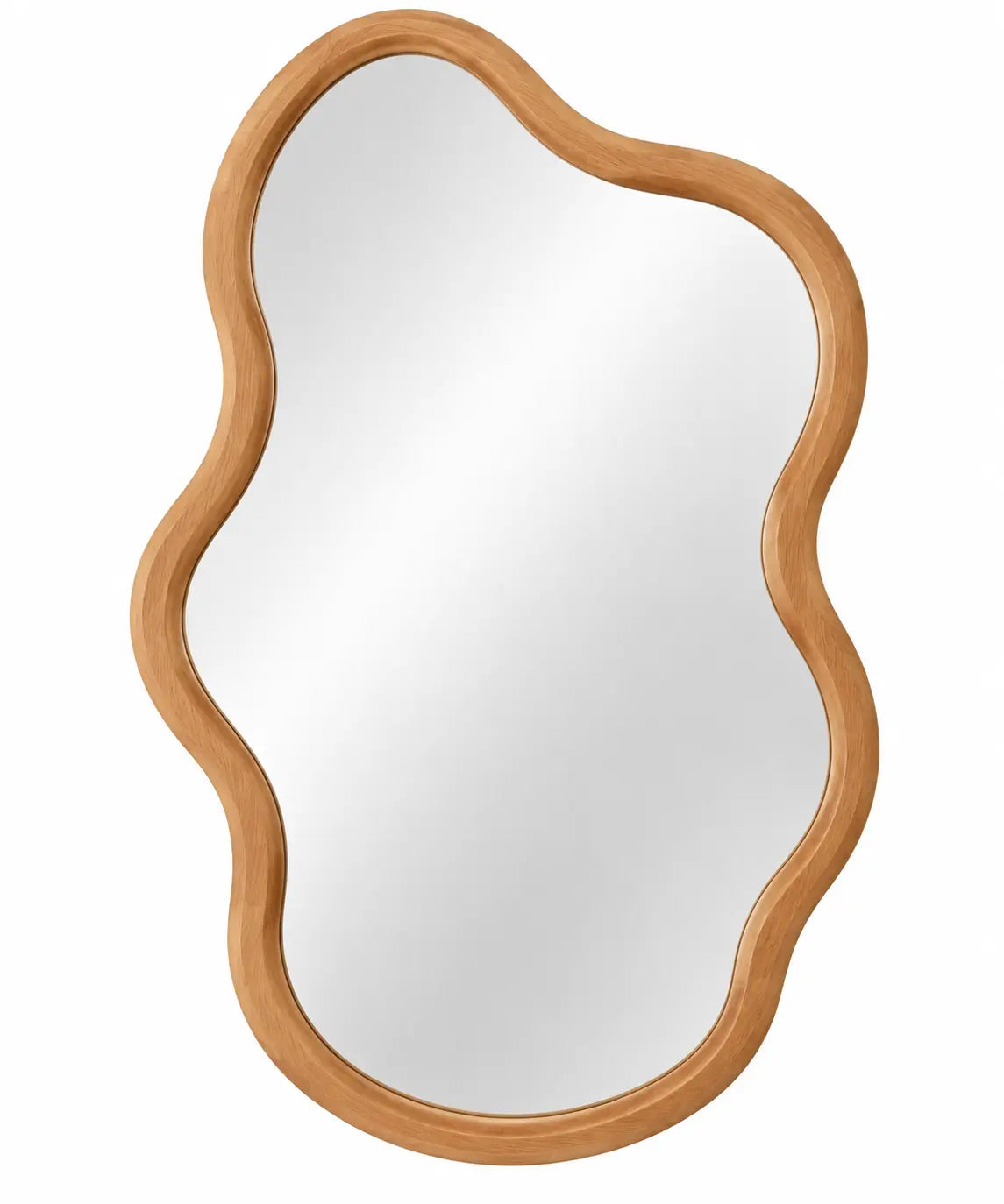 Espejo decorativo con marco de contorno redondeado, marrón y plateado