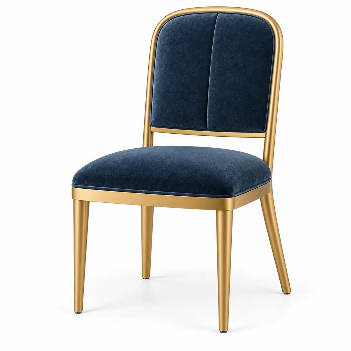 Silla con respaldo con respaldo alto, azul y dorado