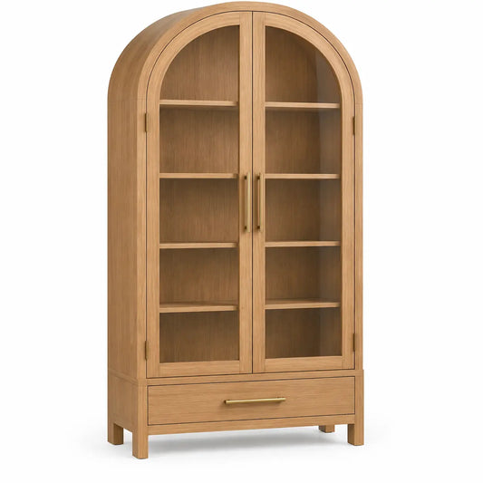 Vitrina de almacenamiento con formas arqueadas, marrón