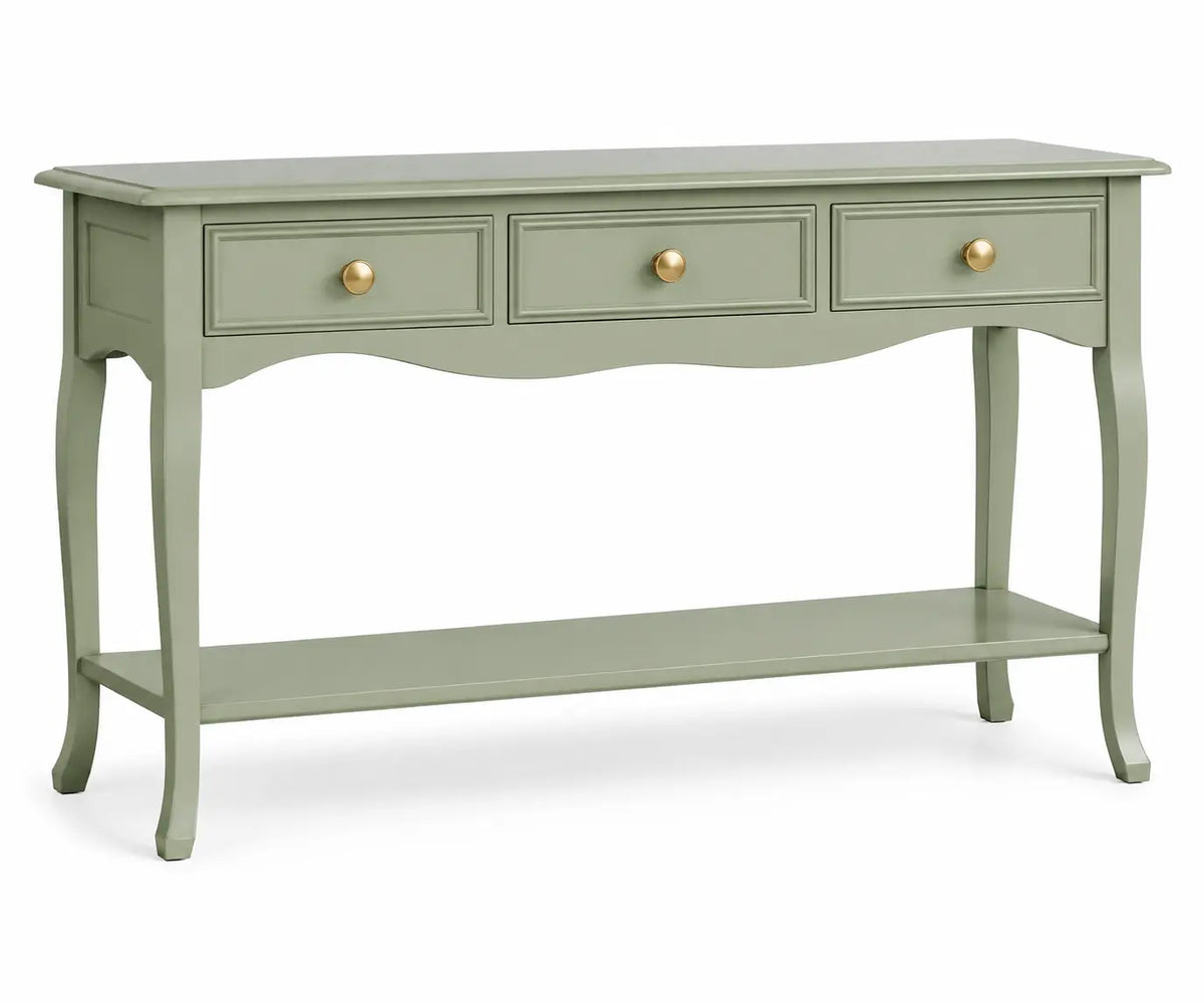 Consola de recibidor con cajones y estantes, verde